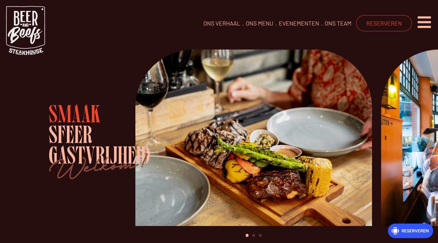 Homepage van Beer & Beefs: smaak, sfeer, gastvrijheid