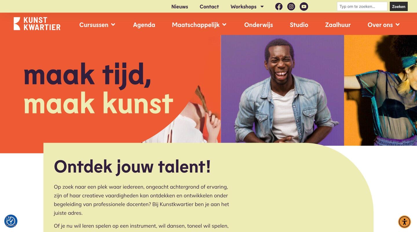 Homepage van Kunstkwartier: maak tijd, maak kunst