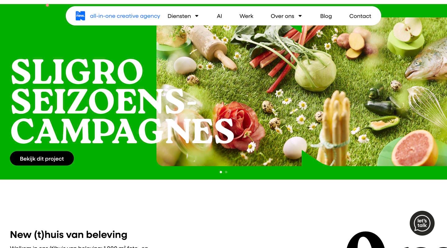 Website van We Are New met uitgelichte cases